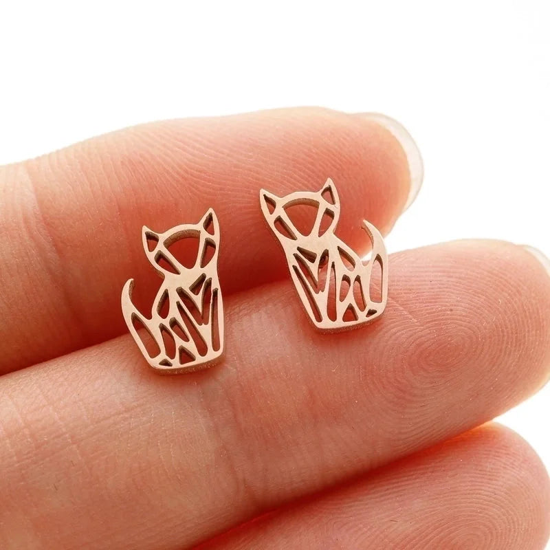 1 Pair Cute Minimalist Animal Notes Polishing 304 Stainless Steel 18K Gold Plated Ear Studs