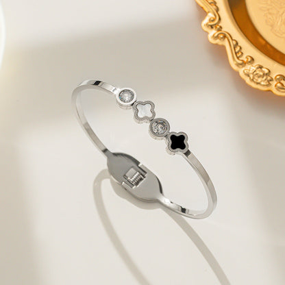 Moderate Luxury Titanium Steel 18K Gold Plated Bangles