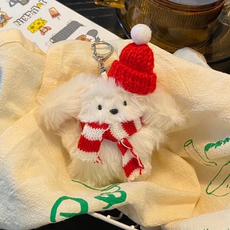 Cute Rabbit Plush Metal Christmas Women's Bag Pendant Keychain