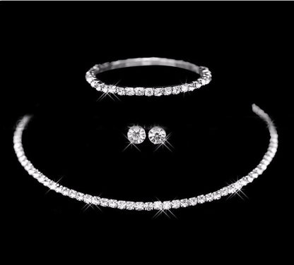 Minimalist Solid Color Rhinestone Inlay Zircon Jewelry Set