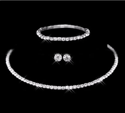 Minimalist Solid Color Rhinestone Inlay Zircon Jewelry Set