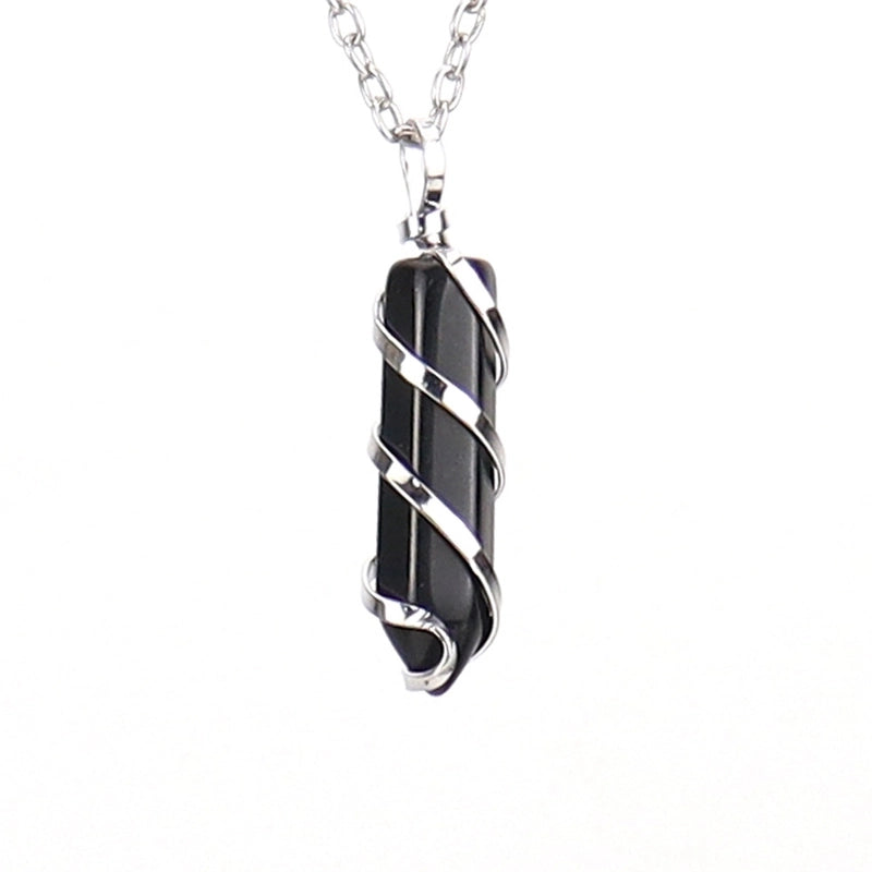 1 Piece Streetwear Spiral Stripe Natural Stone Knitting Pendant Necklace
