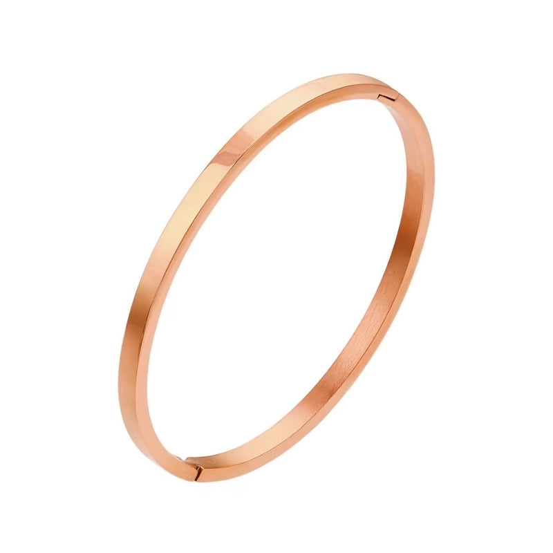 Minimalist Solid Color 304 Stainless Steel 18K Gold Plated Bangle In Bulk