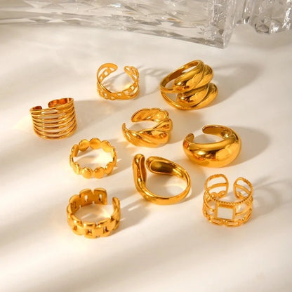 Classic Style Irregular Geometric 304 Stainless Steel Titanium Steel 18K Gold Plated Open Rings
