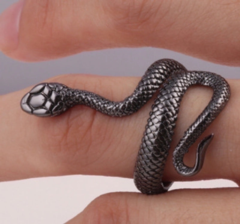 Retro Cool Style Snake Skull Alloy Plating Open Ring