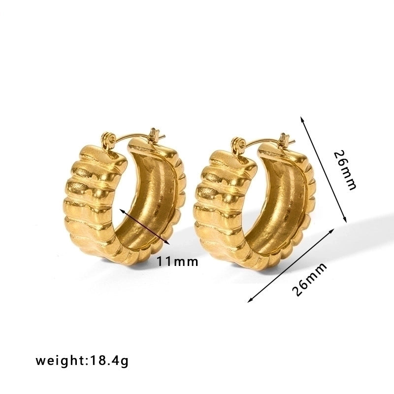 1 Pair Minimalist U Shape Plating Stainless Steel Artificial Pearls Rhinestones 18K Gold Plated Earrings