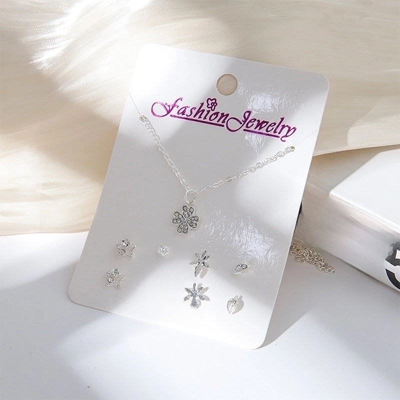 New Crystal Christmas Clavicle Chain Alloy Short Necklace Earring Set