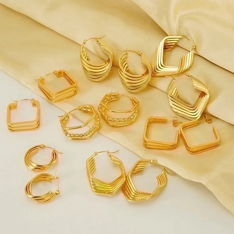 1 Pair Elegant U Shape Plating Stainless Steel Titanium Steel 18K Gold Plated Earrings