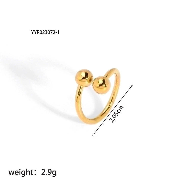 201 Stainless Steel 18K Gold Plated Vintage Style French Style Plating Inlay Ball Zircon Open Rings