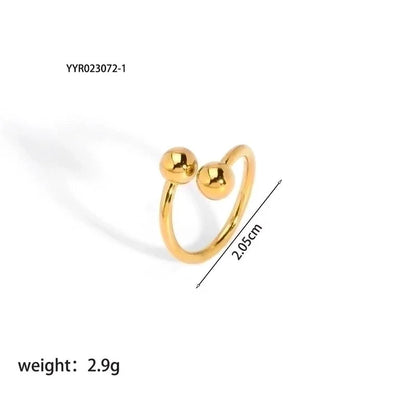 201 Stainless Steel 18K Gold Plated Vintage Style French Style Plating Inlay Ball Zircon Open Rings