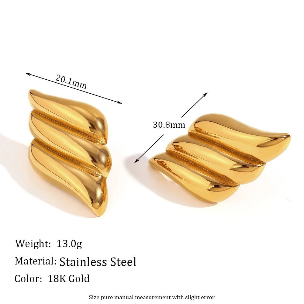 Fashion Quadrilateral Geometric Stainless Steel 18K Gold Plated Stud Earrings