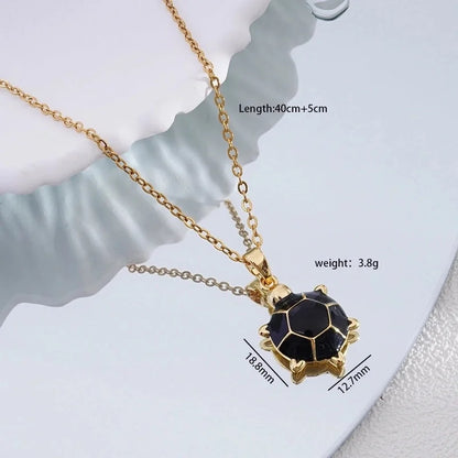 Popular Fashion Simple Copper Plating 18K Gold Colorful Oil Necklace Cute Turtle Pendant Necklace Female Jewelry