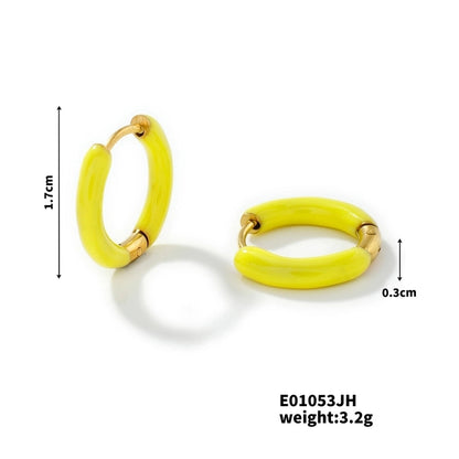 1 Piece Minimalist Artistic Commute Geometric Enamel 304 Stainless Steel Resin K Gold Plated Earrings