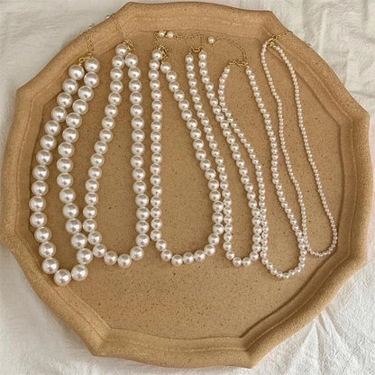 Fashion Solid Color Artificial Pearl Alloy Women\'s Necklace 1 Piece