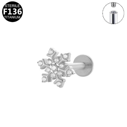 1 Piece Lip Rings Minimalist Snowflake Pure Titanium Plating Inlay Zircon White Gold Plated Silver Plated Lip Rings Ear Cartilage Rings & Studs