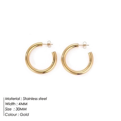 Fashion Geometric Plating 304 Stainless Steel Hoop Earrings