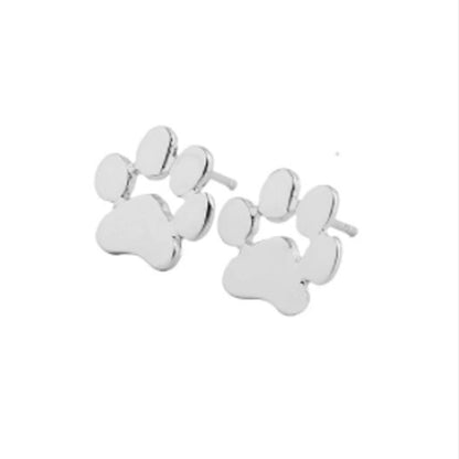 1 Pair Cute Paw Print Plating 304 Stainless Steel 18K Gold Plated Ear Studs