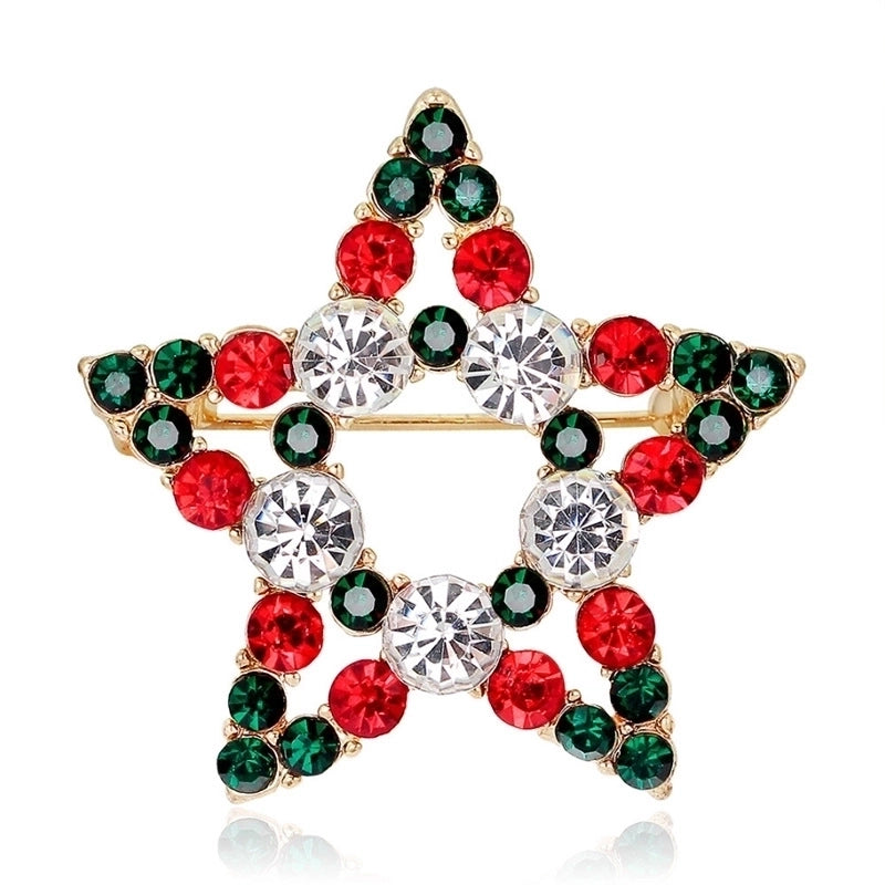 Fashion Pin Santa Claus Star Elk Alloy Plating Rhinestones Women'S Brooches