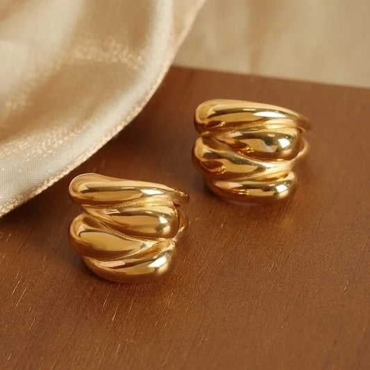 Casual Elegant Minimalist Water Droplets Titanium Steel 18K Gold Plated Plating Rings