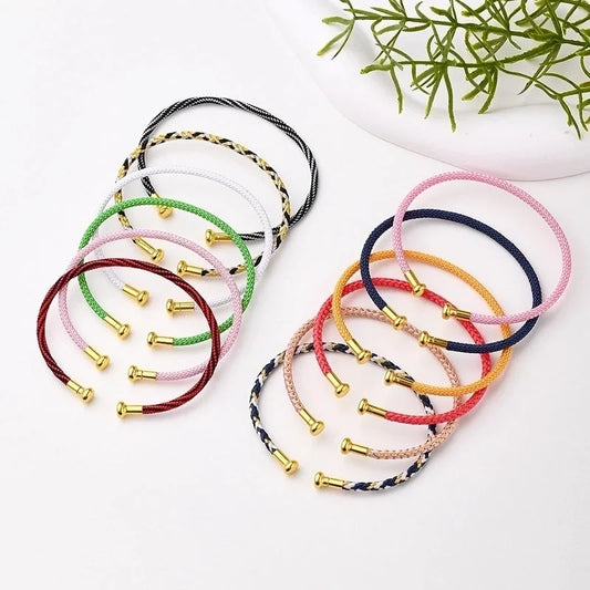 Nylon Copper 18K Gold Plated Handmade Plating Multicolor Simple Solid Color Adjustable Bracelet