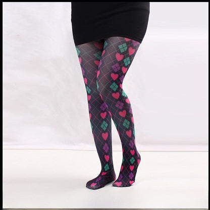 Thin Printed Pantyhose Spring And Autumn Versatile Butterfly Wild Abstract Retro Stockings Women's Socks Anti-snagging