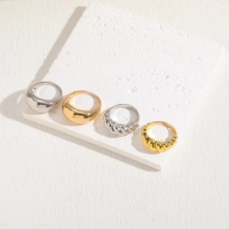 Elegant Luxurious Classic Style Solid Color Copper 14k Gold Plated Rings In Bulk