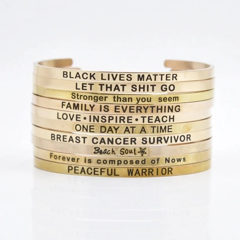 Casual Minimalist Letter Stainless Steel Cuff Bracelets