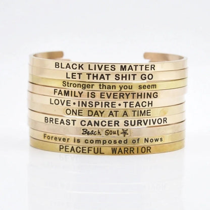 Casual Minimalist Letter Stainless Steel Cuff Bracelets