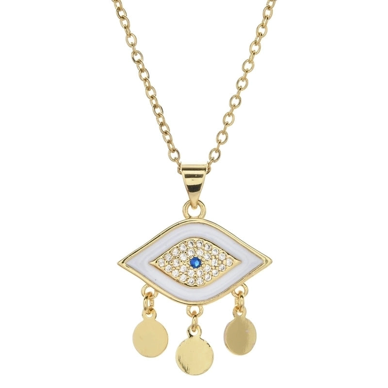 Bohemian Devil's Eye Heart Shape Stainless Steel Inlay Artificial Crystal Pendant Necklace