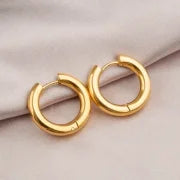 1 Pair Minimalist Round Plating Stainless Steel Titanium Steel 18K Gold Plated Hoop Earrings