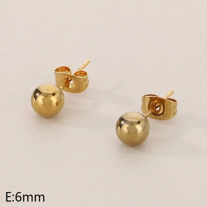 1 Pair Minimalist Round 304 Stainless Steel 18K Gold Plated Ear Studs