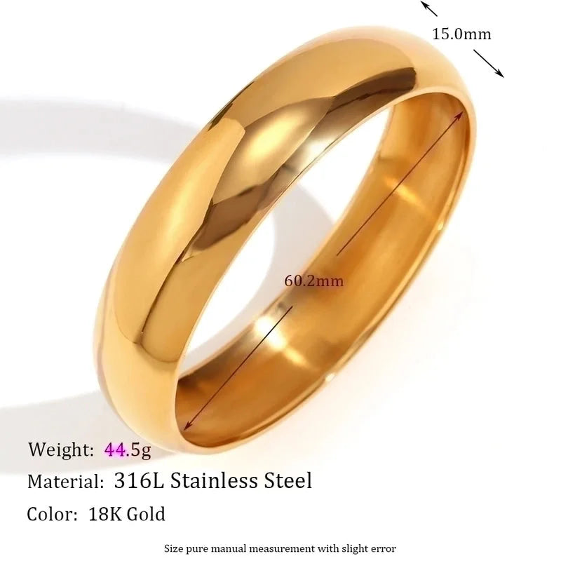Minimalist Classic Style Solid Color 304 Stainless Steel 18K Gold Plated Bangle In Bulk