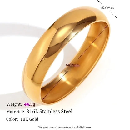 Minimalist Classic Style Solid Color 304 Stainless Steel 18K Gold Plated Bangle In Bulk