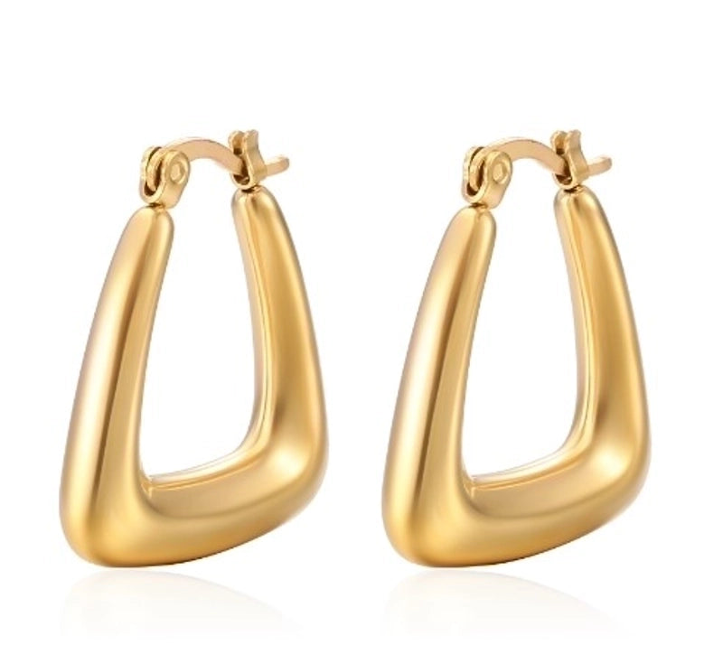 1 Pair Fashion Solid Color Plating 304 Stainless Steel 18K Gold Plated Earrings