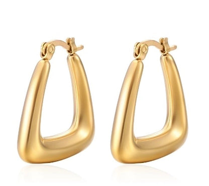 1 Pair Fashion Solid Color Plating 304 Stainless Steel 18K Gold Plated Earrings