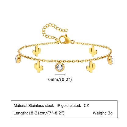 Sweet Heart Shape 201 Stainless Steel 18K Gold Plated Zircon Bracelets In Bulk