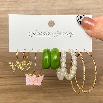 Unisex Fashion Geometric Butterfly Alloy Artificial Pearls Earrings Drop Earrings