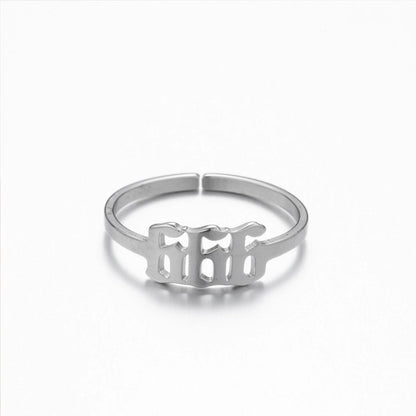 Retro Letter 201 Stainless Steel 18K Gold Plated Plating Open Ring