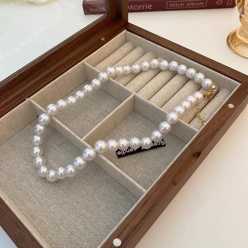 French Style Round Pearl Plating Women\'s Necklace