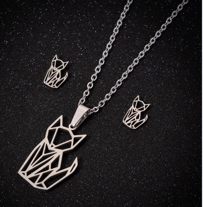 Minimalist Geometric Leaf Heart Shape Stainless Steel Plating Earrings Necklace 1 Set