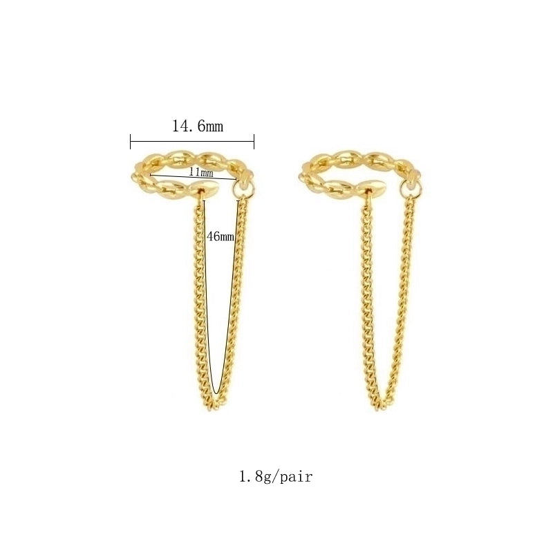 2 Pieces Minimalist Geometric Plating Inlay Copper Zircon 18k Gold Plated Hoop Earrings Ear Cuffs Ear Studs