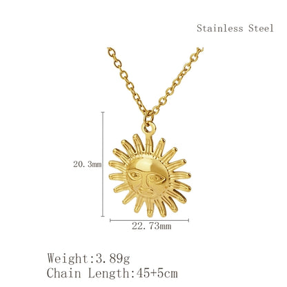 Minimalist Classic Style Sun Moon 304 Stainless Steel 18K Gold Plated Plating Pendant Necklace