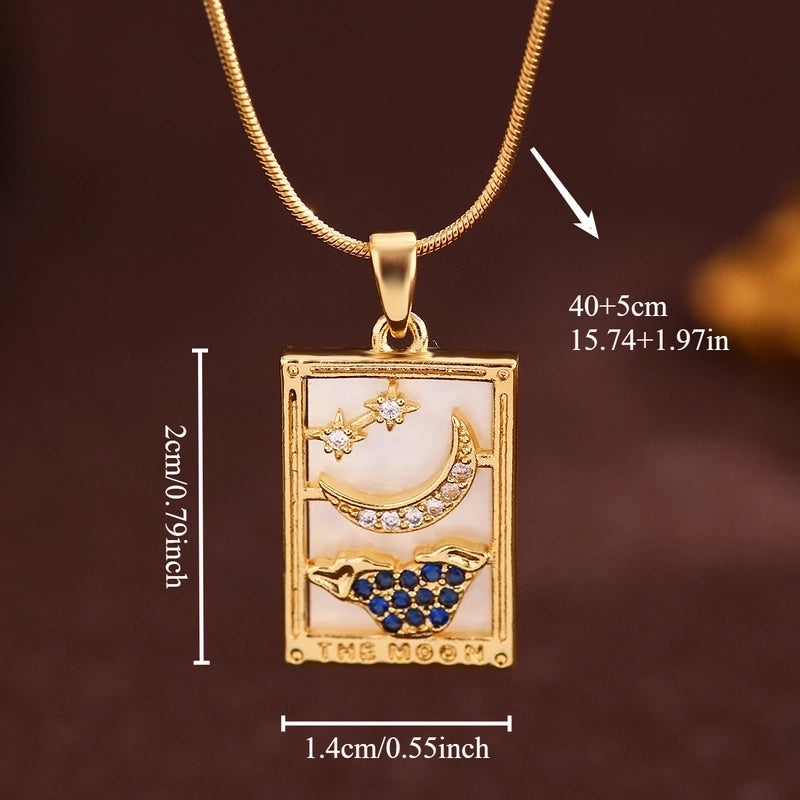 Vintage Style Minimalist Sun Moon Titanium Steel Copper Plating Pendant Necklace