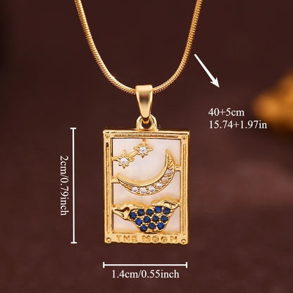 Vintage Style Minimalist Sun Moon Titanium Steel Copper Plating Pendant Necklace