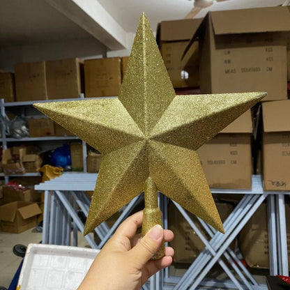 Christmas Stars Christmas Christmas Tree Decorations 23cm Golden Christmas Tree Pendant Five-pointed Star With Gold Powder
