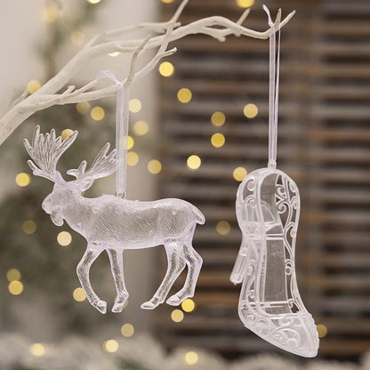 Christmas Minimalist Classic Style Elk Arylic Holiday Festival Hanging Ornaments Decorative Props