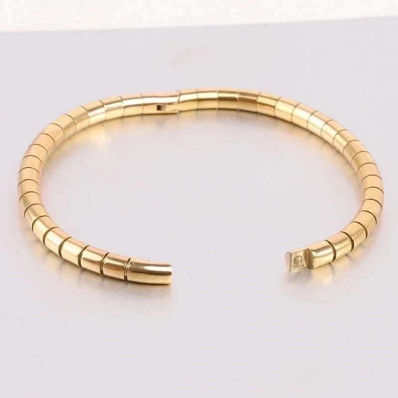 Minimalist Solid Color Stainless Steel Plating Gold Plated Bangle
