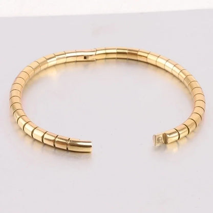 Minimalist Solid Color Stainless Steel Plating Gold Plated Bangle