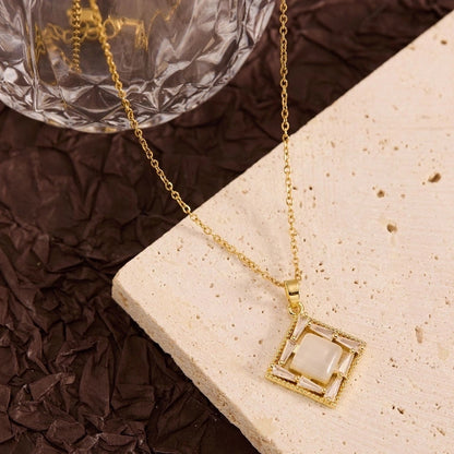 Titanium Steel Copper Leaf Heart Shape Pendant Necklace