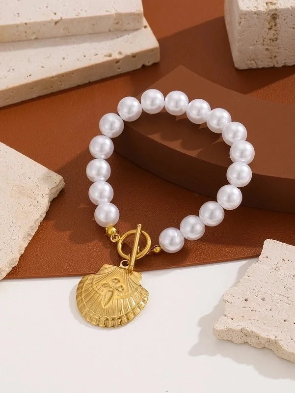 Preppy Style Sexy Minimalist Ocean Heart Shape Bow Knot Titanium Steel 18K Gold Plated Titanium Steel Bracelets In Bulk